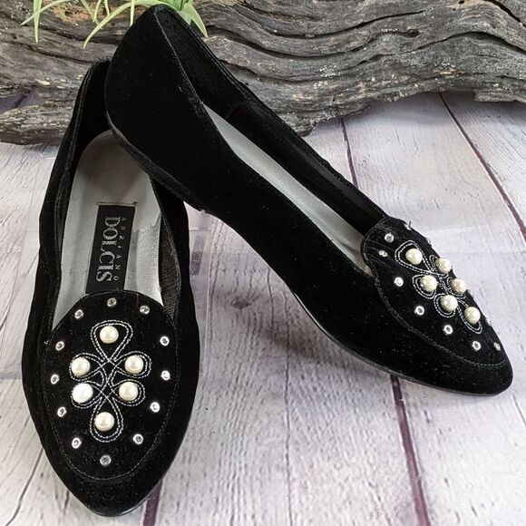 Adriano Dolcis "Dancer" Pearl Embellished Flats - Picture 1 of 9